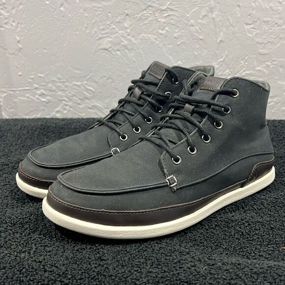 🏝️🌊☀️ OLUKAI Nalukai Kapa Boot Sneakers Men Sz 8.5 - Black Textile - PERFECT! - Picture 1 of 11